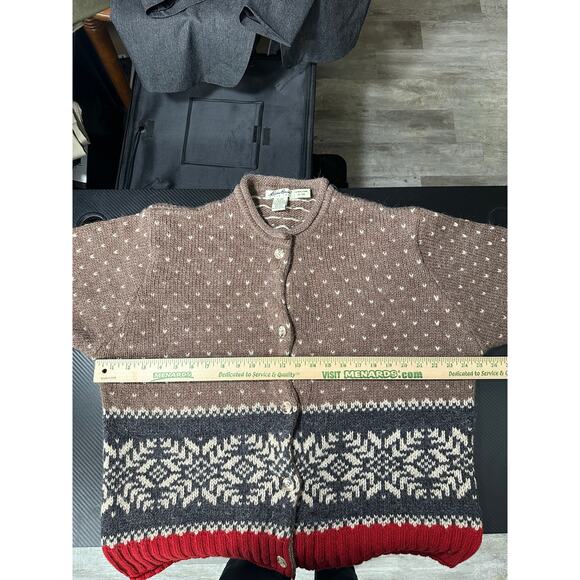 Vintage Eddie Bauer Wool Alpaca Nordic Fair Isle Knit Cardigan Sweater Size XL - Picture 5 of 10